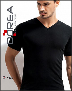 Черная мужская футболка с V-образным вырезом (Супрем)  DOREA