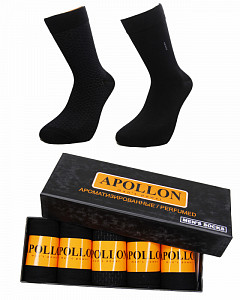 Черные носки из хлопка с нано серебром в подарочной коробке  APPOLON